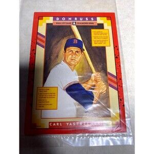 1989 Donruss #588 HOF Diamond King Carl Yastrzemski Error Card No (.) After INC
